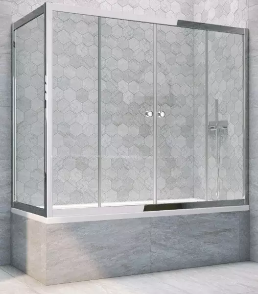 

Шторка на ванну стеклянная «Vegas Glass» Z2V+ZVF Tur Novo 160/90 прозрачная/хром глянцевый универсальная