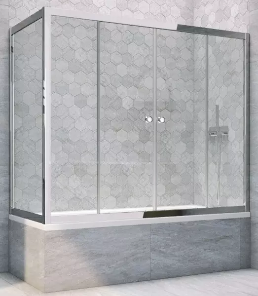 

Шторка на ванну стеклянная «Vegas Glass» Z2V+ZVF Tur Novo 160/90 Crystal vision/хром глянцевый универсальная