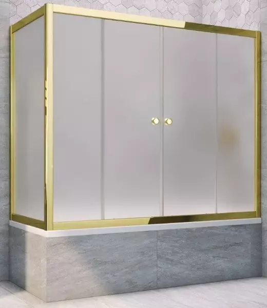 

Шторка на ванну стеклянная «Vegas Glass» Z2V+ZVF Tur Novo 160/90 сатин/золото глянцевое универсальная