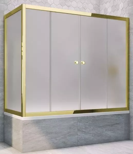 

Шторка на ванну стеклянная «Vegas Glass» Z2V+ZVF Tur Novo 170/70 сатин/золото глянцевое универсальная