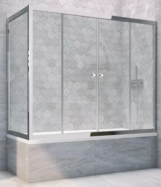 

Шторка на ванну стеклянная «Vegas Glass» Z2V+ZVF Tur Novo 170/75 Crystal vision/хром глянцевый универсальная