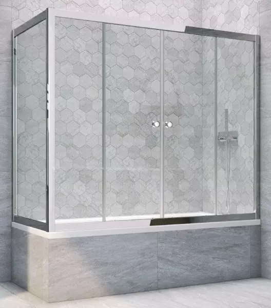 

Шторка на ванну стеклянная «Vegas Glass» Z2V+ZVF Tur Novo 170/85 прозрачная/хром глянцевый универсальная