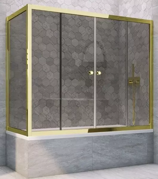 

Шторка на ванну стеклянная «Vegas Glass» Z2V+ZVF Tur Novo 170/85 графит/золото глянцевое универсальная