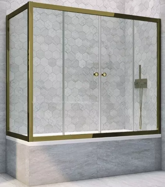 

Шторка на ванну стеклянная «Vegas Glass» Z2V+ZVF Tur Novo 170/85 Crystal vision/бронза универсальная