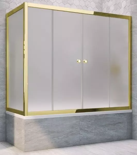 

Шторка на ванну стеклянная «Vegas Glass» Z2V+ZVF Tur Novo 170/90 сатин/золото глянцевое универсальная
