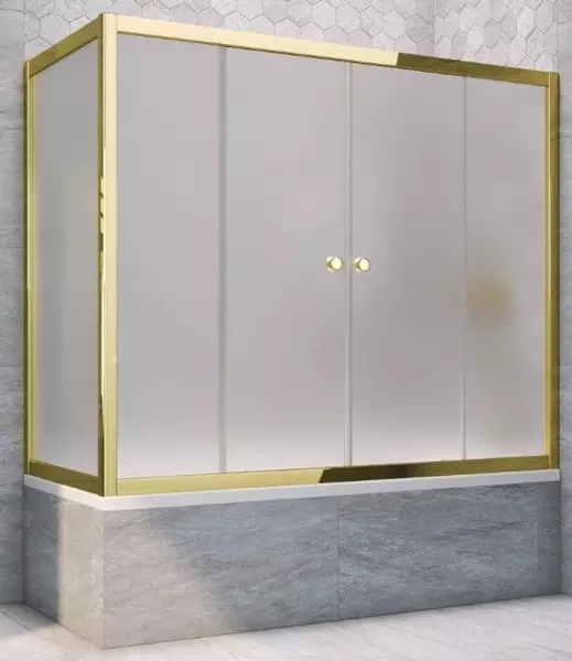 

Шторка на ванну стеклянная «Vegas Glass» Z2V+ZVF Tur Novo 180/70 сатин/золото глянцевое универсальная