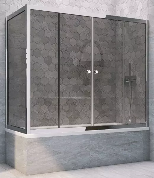 

Шторка на ванну стеклянная «Vegas Glass» Z2V+ZVF Tur Novo 180/75 графит/хром глянцевый универсальная