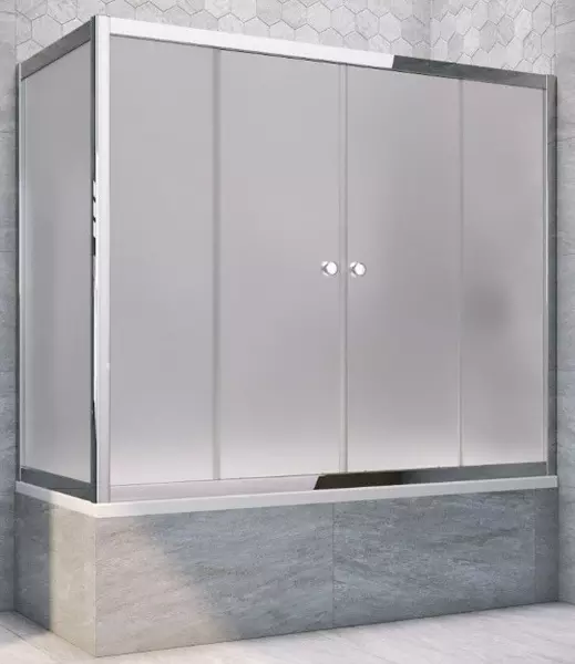 

Шторка на ванну стеклянная «Vegas Glass» Z2V+ZVF Tur Novo 180/75 сатин/хром глянцевый универсальная