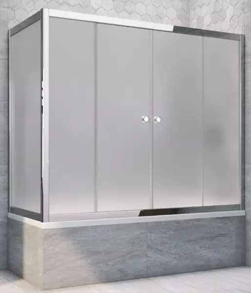 

Шторка на ванну стеклянная «Vegas Glass» Z2V+ZVF Tur Novo 180/80 сатин/хром глянцевый универсальная
