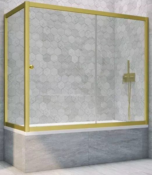 Шторка на ванну стеклянная «Vegas Glass» ZV+ZVF Novo 180/80 прозрачная/золото матовое универсальная