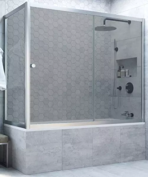 Шторка на ванну стеклянная «Vegas Glass» ZV+ZVF Novo 180/85 графит/хром матовый универсальная