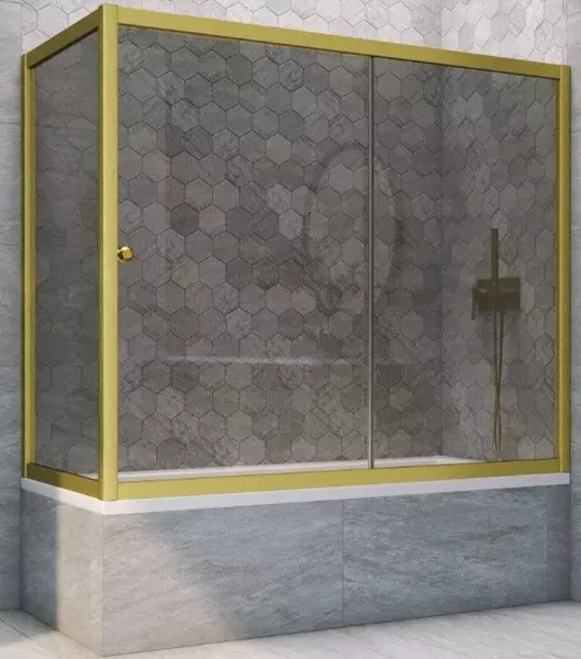 Шторка на ванну стеклянная «Vegas Glass» ZV+ZVF Novo 180/85 графит/золото матовое универсальная