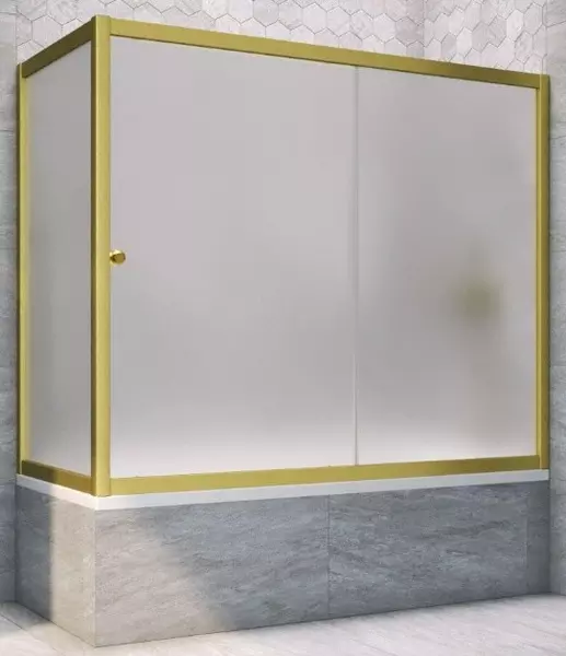 Шторка на ванну стеклянная «Vegas Glass» ZV+ZVF Novo 180/85 сатин/золото матовое универсальная