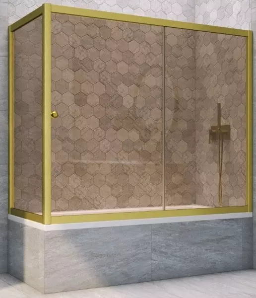 Шторка на ванну стеклянная «Vegas Glass» ZV+ZVF Novo 180/85 бронза/золото матовое универсальная