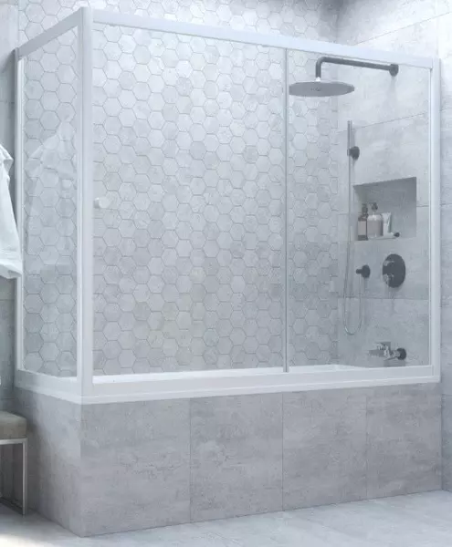 Шторка на ванну стеклянная «Vegas Glass» ZV+ZVF Novo 180/90 Crystal vision/белая универсальная