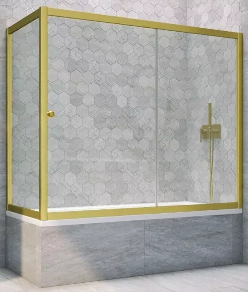 Шторка на ванну стеклянная «Vegas Glass» ZV+ZVF Novo 180/90 прозрачная/золото матовое универсальная