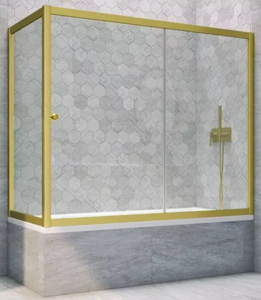 Шторка на ванну стеклянная «Vegas Glass» ZV+ZVF Novo 180/90 Crystal vision/золото матовое универсальная
