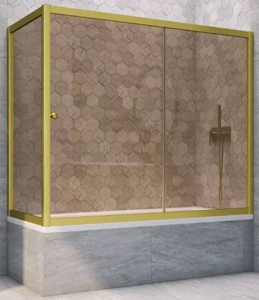 Шторка на ванну стеклянная «Vegas Glass» ZV+ZVF Novo 180/90 бронза/золото матовое универсальная