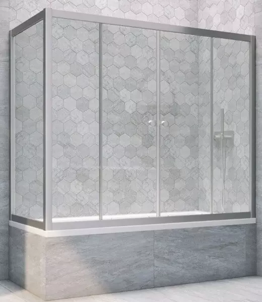 

Шторка на ванну стеклянная «Vegas Glass» Z2V+ZVF Novo 150/90 Crystal vision/хром матовый универсальная