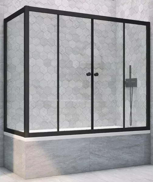 

Шторка на ванну стеклянная «Vegas Glass» Z2V+ZVF Novo 150/90 Crystal vision/чёрная матовая универсальная