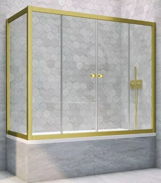 

Шторка на ванну стеклянная «Vegas Glass» Z2V+ZVF Novo 160/80 прозрачная/золото матовое универсальная