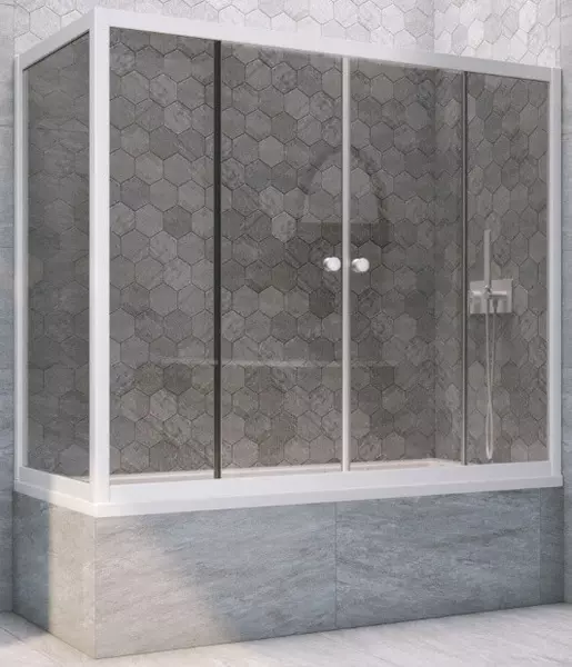 

Шторка на ванну стеклянная «Vegas Glass» Z2V+ZVF Novo 160/85 графит/белая универсальная