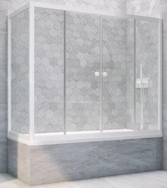 

Шторка на ванну стеклянная «Vegas Glass» Z2V+ZVF Novo 160/85 Crystal vision/белая универсальная