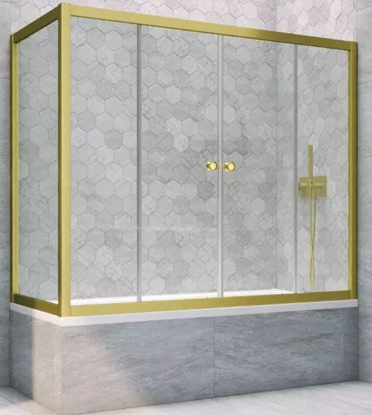 

Шторка на ванну стеклянная «Vegas Glass» Z2V+ZVF Novo 160/85 прозрачная/золото матовое универсальная