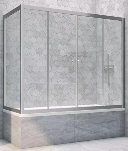 Шторка на ванну стеклянная «Vegas Glass» Z2V+ZVF Novo 170/70 Crystal vision/хром матовый универсальная