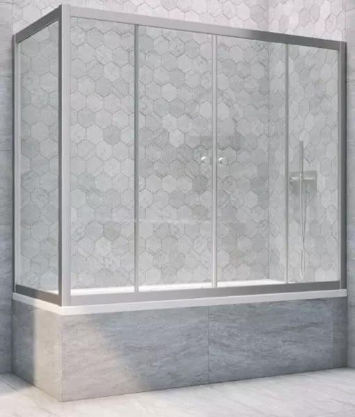 

Шторка на ванну стеклянная «Vegas Glass» Z2V+ZVF Novo 180/75 Crystal vision/хром матовый универсальная