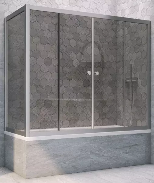 

Шторка на ванну стеклянная «Vegas Glass» Z2V+ZVF Novo 180/80 графит/хром матовый универсальная