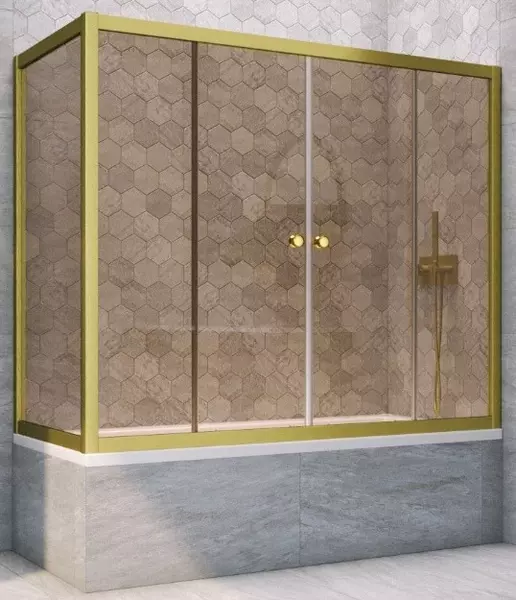 

Шторка на ванну стеклянная «Vegas Glass» Z2V+ZVF Novo 180/80 бронза/золото матовое универсальная