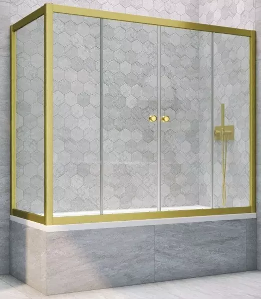 

Шторка на ванну стеклянная «Vegas Glass» Z2V+ZVF Novo 180/85 прозрачная/золото матовое универсальная