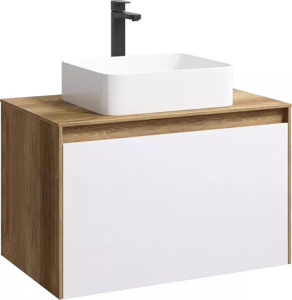 

Уценка, Тумба с раковиной «Aqwella 5 Stars» Mobi 80 (Джой 46) подвесная белая/дуб балтийский