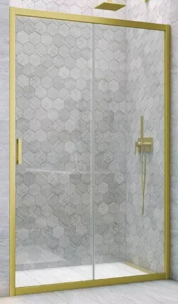 

Душевая дверь «Vegas Glass» ZP Novo h2000 100/200 Crystal vision/золото матовое универсальная