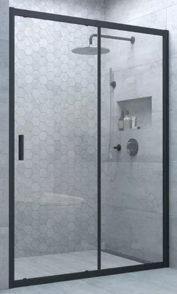 

Душевая дверь «Vegas Glass» ZP Novo h2000 110/200 прозрачная/чёрная матовая универсальная