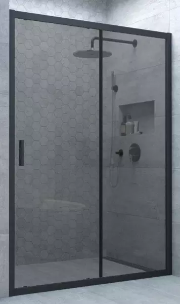 

Душевая дверь «Vegas Glass» ZP Novo h2000 110/200 графит/чёрная матовая универсальная