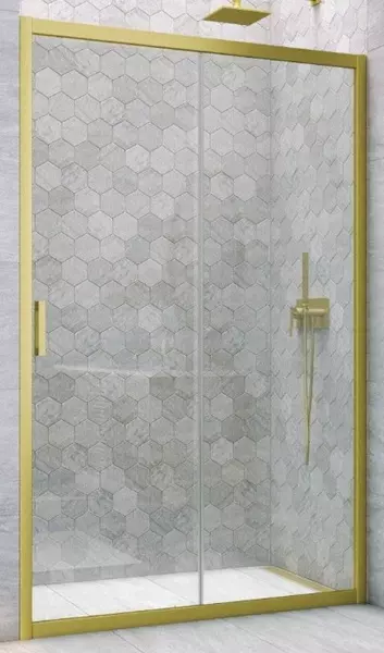 

Душевая дверь «Vegas Glass» ZP Novo h2000 110/200 Crystal vision/золото матовое универсальная