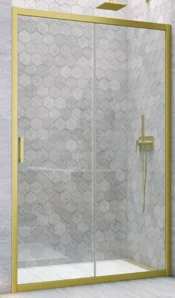 

Душевая дверь «Vegas Glass» ZP Novo h2000 115/200 Crystal vision/золото матовое универсальная