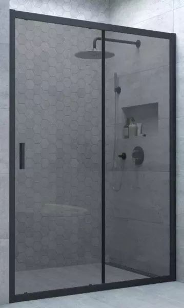 

Душевая дверь «Vegas Glass» ZP Novo h2000 120/200 графит/чёрная матовая универсальная