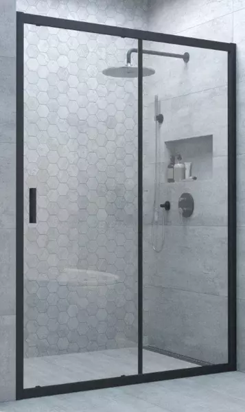 

Душевая дверь «Vegas Glass» ZP Novo h2000 160/200 прозрачная/чёрная матовая универсальная