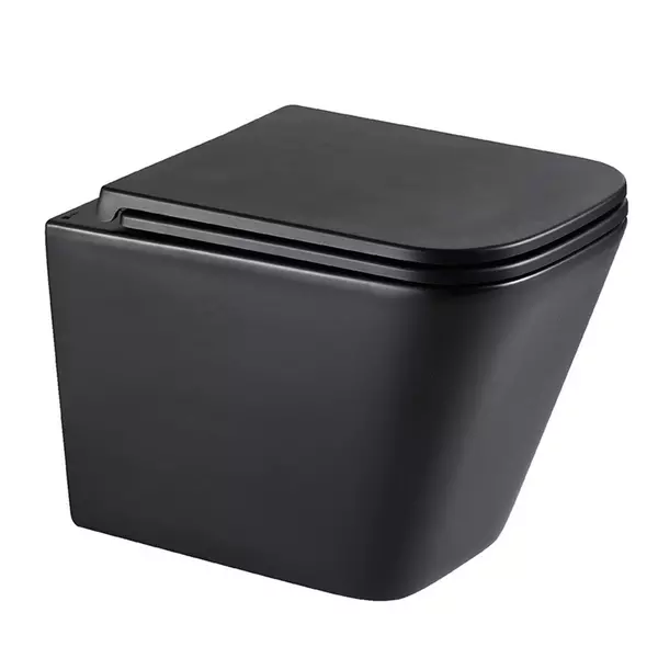 

Подвесной унитаз безободковый «Lemark» Florex 9612002 чёрный матовый с сиденьем дюропласт с микролифтом чёрное