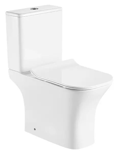 

Унитаз компакт безободковый «Azario» Fretta Square AZ-5121 белый с сиденьем дюропласт с микролифтом белое