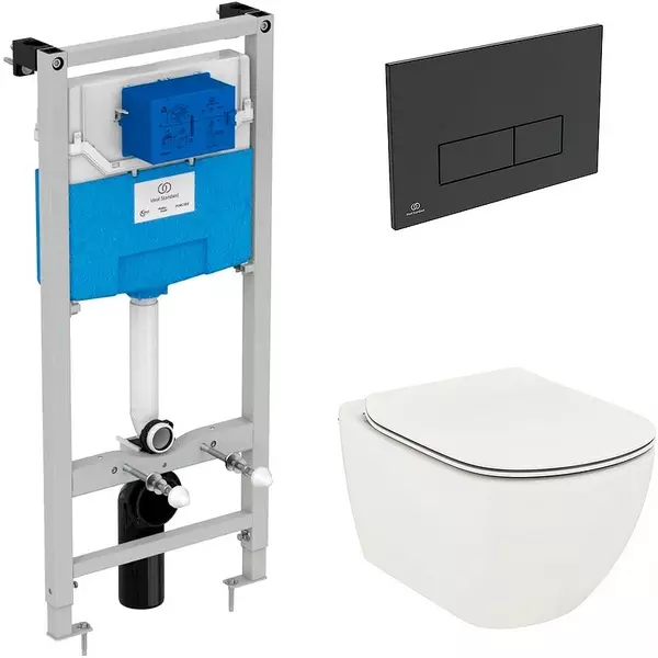 

Комплект инсталляция с унитазом, крышкой и кнопкой смыва «Ideal Standard» Tesi Aqua Blade T3868V1/121A6 безободковый белый