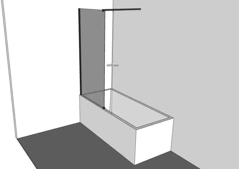 Шторка на ванну стеклянная «Allen Brau» Infinity 3 80/160 прозрачная/чёрная брашированная универсальная, цвет прозрачное