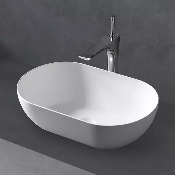 

Раковина «Abber» Stein 56/32 AS2611 искусственный камень белая матовая с донным клапаном