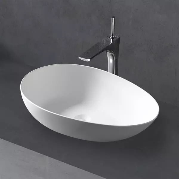 

Раковина «Abber» Stein 60/36 AS2615 искусственный камень белая матовая с донным клапаном