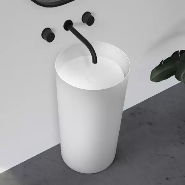 

Раковина «Abber» Stein 45/45 AS2506 искусственный камень белый матовый с донным клапаном