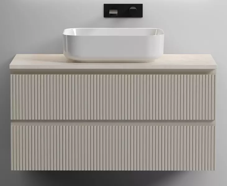 

Тумба с раковиной и столешницей «Sancos» Snob T 100 подвесная Beige Soft