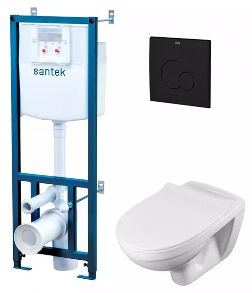 Комплект инсталляция с унитазом, крышкой и кнопкой смыва «Santek» Бореаль 1.WH50.1.775 белый